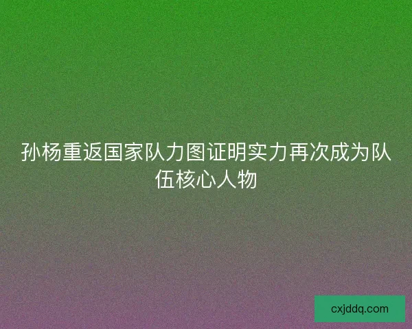 孙杨重返国家队力图证明实力再次成为队伍核心人物